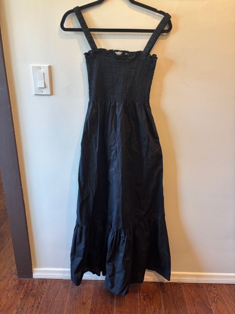 Hill House Black Smocked Strap Midi Dress
